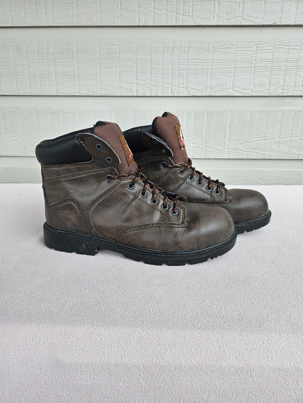 Brahma Men's Raid 6" Steel Toe Work Boot Men SZ 10 Dark Brown Faux Leather